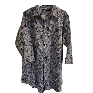 Lauren Ralph Lauren Black & White Paisley Midi Dress
